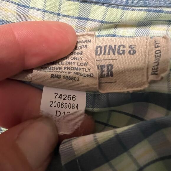 Duluth Trading WrinkleFighter Shirt Mens 3XL Plaid Relaxed Fit Poplin Green - Picture 6 of 7